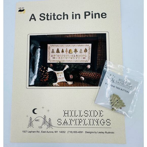 Hillside Samplings Counted Cross Stitch Pattern A STITCH IN PINE Sampler + Charm - Picture 1 of 12